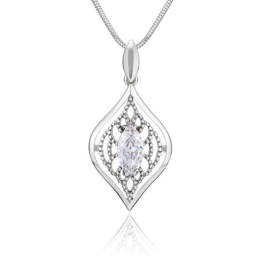 Ein Zirkonia-Anhänger aus 925 Silber, Anlaufgeschützt, ca. 30mm x 18mm (ohne Kette)