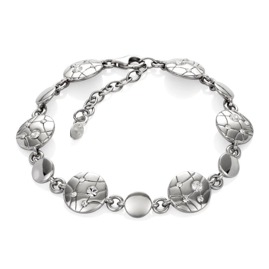 Ein Armband mit Zirkoniasteinen aus 925 Silber, Anlaufgeschützt Breite 12 mm, Länge 18-21 cm