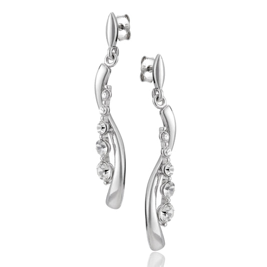 Silberohrringe mit Zirkonia, Stecker, rhodiniert, aus 925 Silber, 38 mm x 5 mm, Anlaufgeschützt