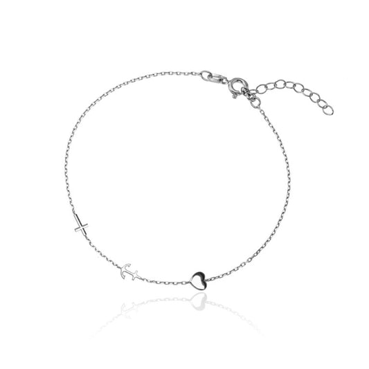 Ein Glaube-Liebe-Hoffnung-Armband aus 925 Silber, Anlaufgeschützt Breite 0,6 mm, Länge 16-19,5 cm