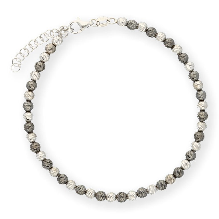 Ein schwarz-silbernes Damenarmband, aus 925 Silber, Anlaufgeschützt Breite 4 mm, Länge 19-22 cm
