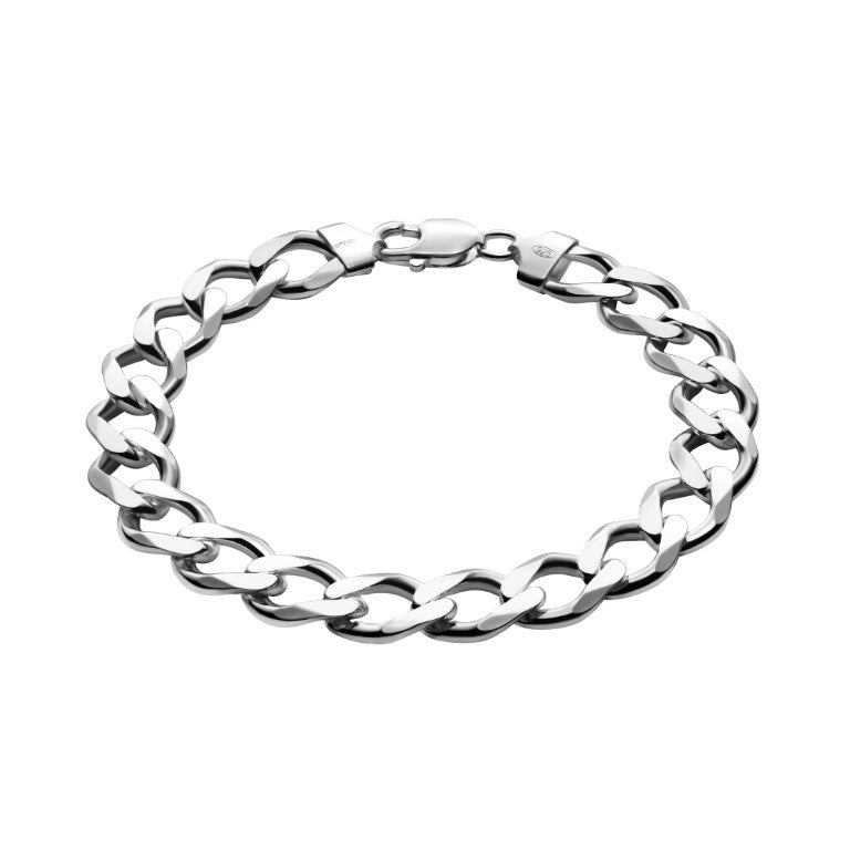 Curb Chain Armband, 925 Silber, Anlaufgeschützt Breite 9,7 mm, Länge 20 cm