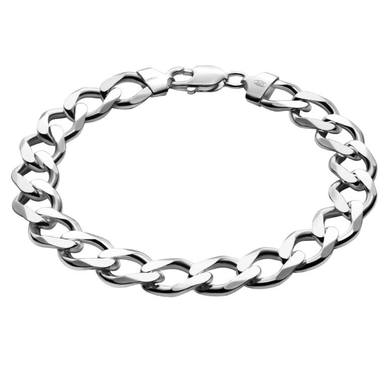 Armband aus Panzerkette, 925 Silber, Anlaufgeschützt Breite 13 mm, Länge 20 cm