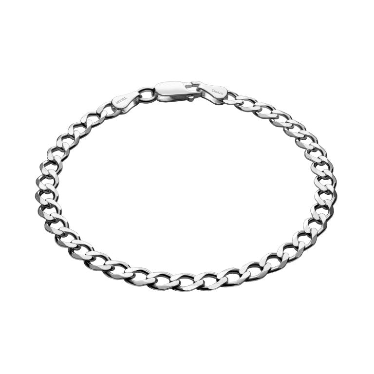 Curb Chain Armband, 925 Silber, Anlaufgeschützt Breite 5,2 mm, Länge 20 cm