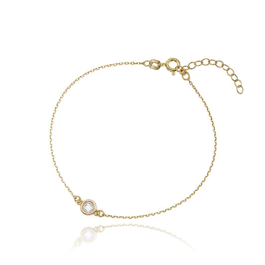 Ein vergoldetes Armband mit Zirkonia, aus 925 Silber, Anlaufgeschützt Breite 0,6 mm, Länge 16-19,5 cm