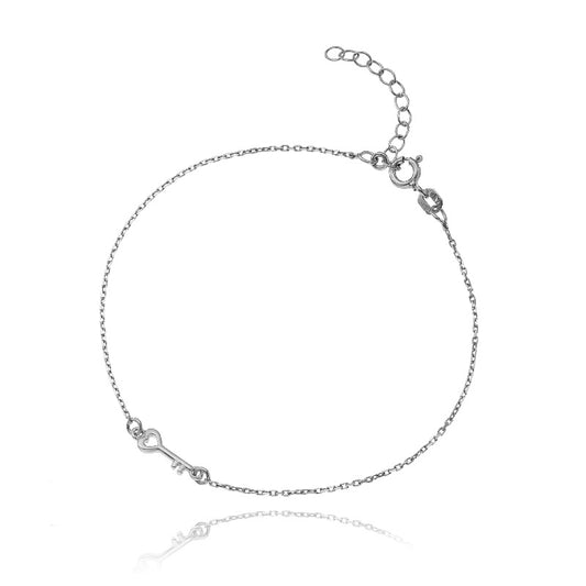 Ein Damenarmband mit Schlüssel, aus 925 Silber, Anlaufgeschützt Breite 0,6 mm, Länge 16-19,5 cm