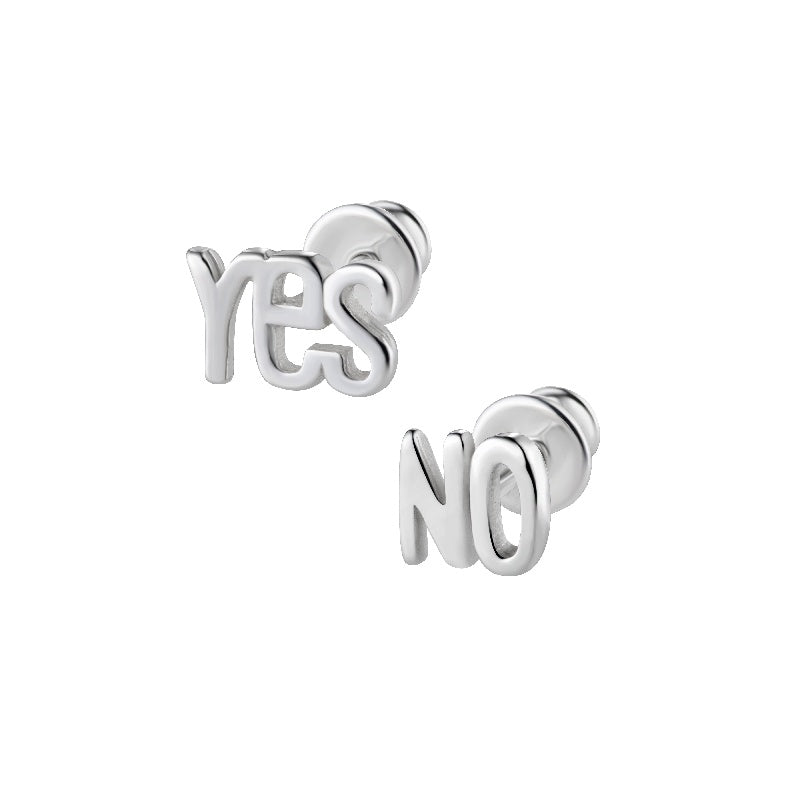 Ein Paar Kinderohrringe YES-NO, Stecker, aus 925 Silber, Anlaufgeschützt