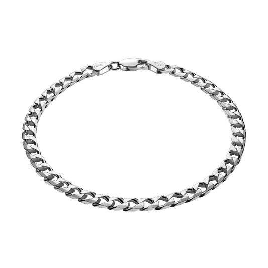 Square Curb Armband, 925 Silber, Anlaufgeschützt Breite 4,4 mm, Länge 17+2 cm