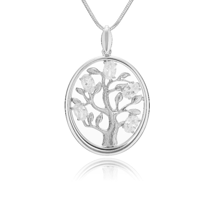 Lebensbaum-Anhänger aus 925 Silber, Anlaufgeschützt, ca. 30 mm x 25 mm (ohne Kette)
