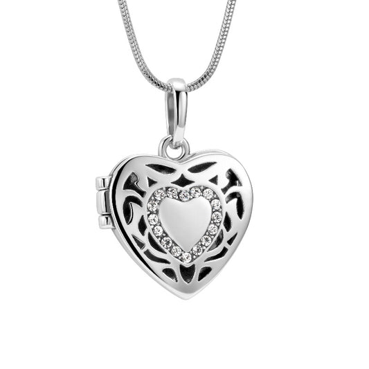 Herzenanhänger Medaillon aus 925 Silber, Anlaufgeschützt, ca. 22 mm x 21 mm (ohne Kette)