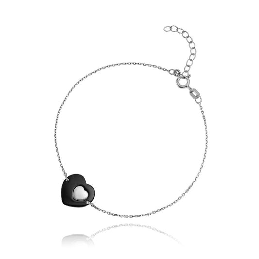 Ein Herz-Armband aus 925 Silber, Anlaufgeschützt Breite 0,6 mm, Länge 16-19,5 cm
