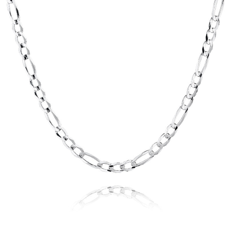 Figarokette aus 925 Silber, Anlaufgeschützt, Breite 4,6 mm, Länge 55 cm