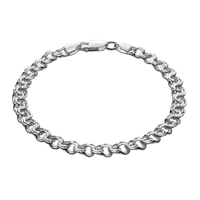 Double Rhombus Armband, 925 Silber, Anlaufgeschützt Breite 5,7 mm, Länge 17+2 cm