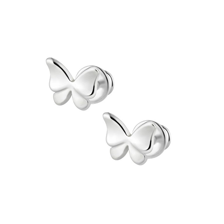 Ein Paar Kinderohrringe Schmetterlinge, Stecker, aus 925 Silber,  8 mm x 5 mm, Anlaufgeschützt