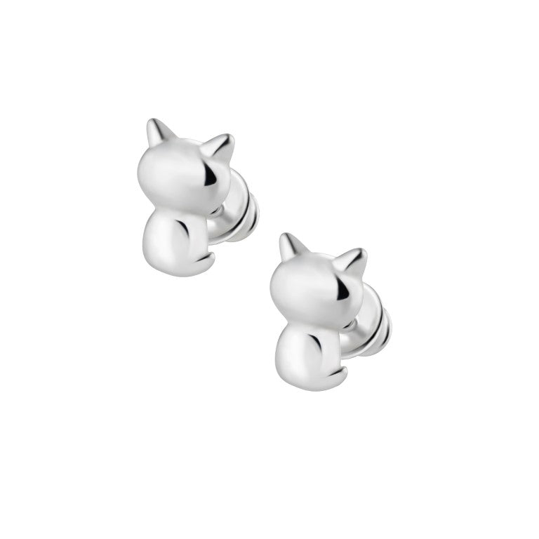 Ein Paar Kinderohrringe Katzen, Stecker, aus 925 Silber,  mm, Anlaufgeschützt