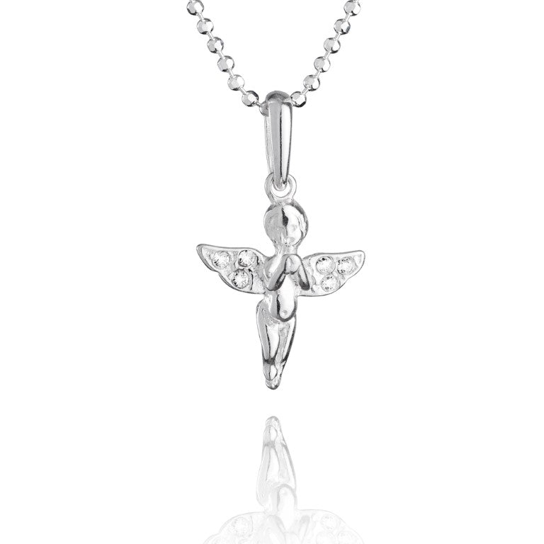 Engelanhänger aus 925 Silber, Anlaufgeschützt, ca. 20 mm x 12 mm (ohne Kette)