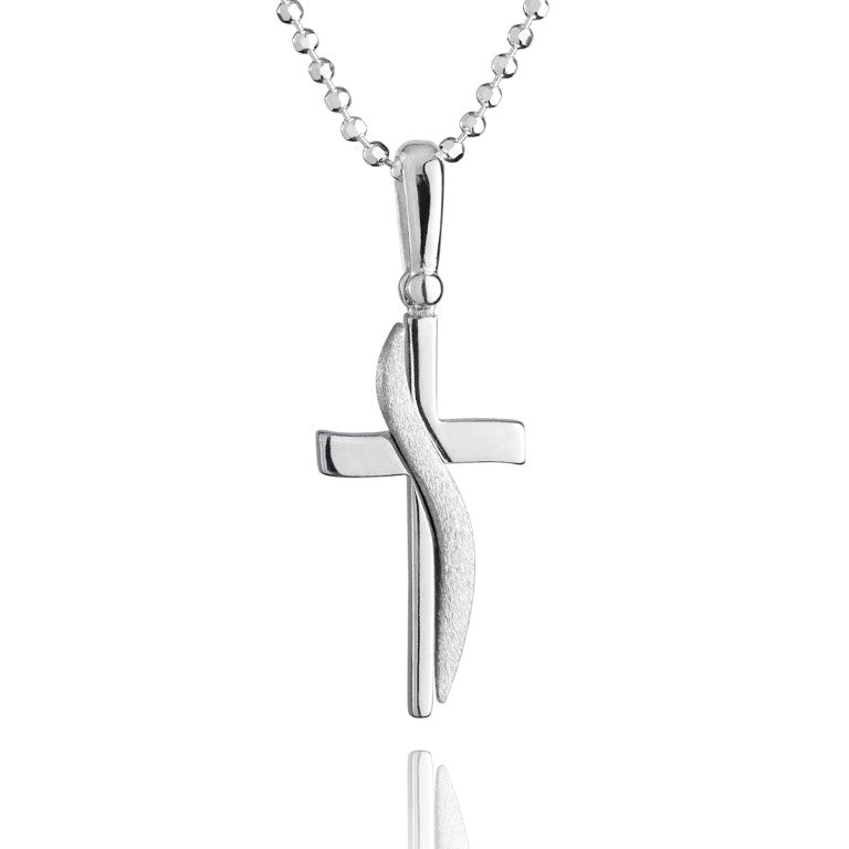 Kreuzanhänger aus 925 Silber, Anlaufgeschützt, ca. 24 mm x 12 mm (ohne Kette)