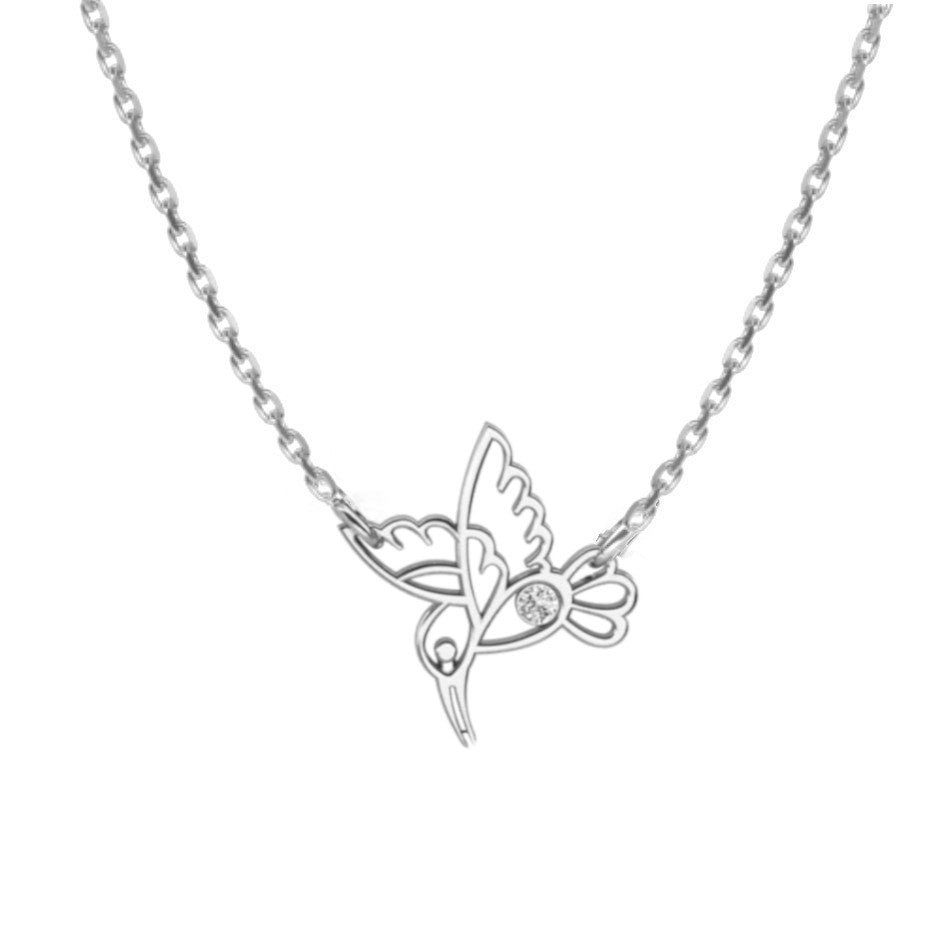 Ankerkette mit einem Kolibri-Anhänger, aus 925 Silber, Anlaufgeschützt, Breite 0,6 mm, Länge 36+3 cm
