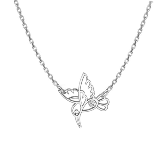 Ankerkette mit einem Kolibri-Anhänger, aus 925 Silber, Anlaufgeschützt, Breite 0,6 mm, Länge 36+3 cm