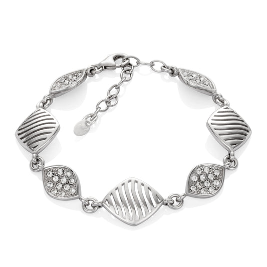 Ein Armband mit Zirkoniasteinen aus 925 Silber, Anlaufgeschützt Breite 17 mm, Länge 18-21 cm