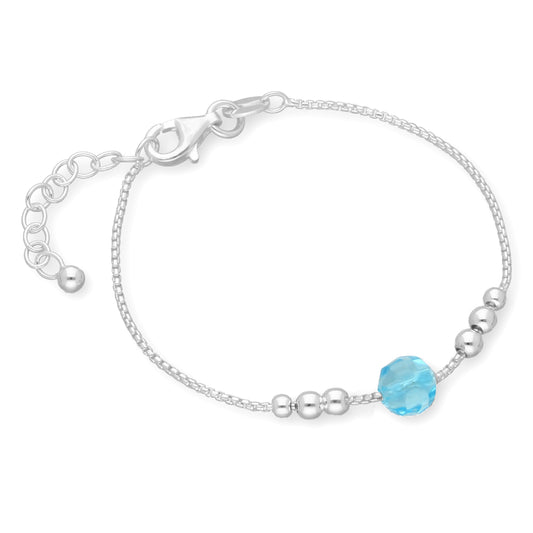 Ein rosa Kinderarmband mit einem blauen Zirkonia, aus 925 Silber, Anlaufgeschützt Breite 1,5 mm, Länge 13-16 cm