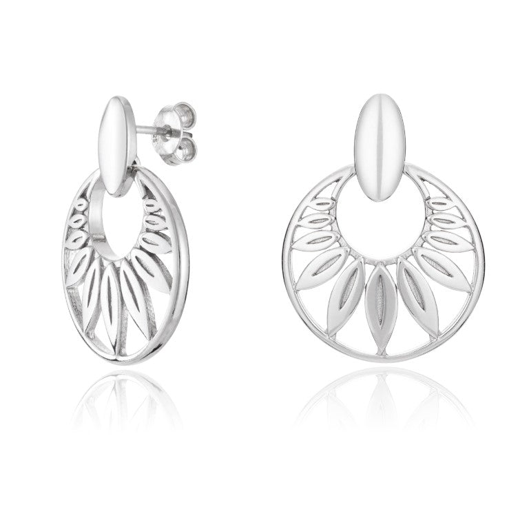 Runde Silberohrringe, Stecker aus 925 Silber, 23 mm x 18 mm, Anlaufgeschützt