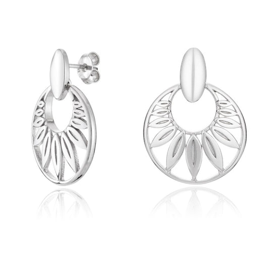 Runde Silberohrringe, Stecker aus 925 Silber, 23 mm x 18 mm, Anlaufgeschützt