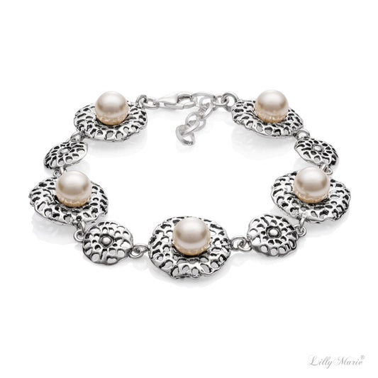 Armband mit Glasperlen, 925 Silber, Anlaufgeschützt Breite  mm, Länge 19-22 cm