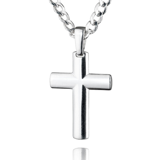 Kreuz aus massivem Silber 925, Anlaufgeschützt, Größe: 38 mmx 22 mm (ohne Kette)
