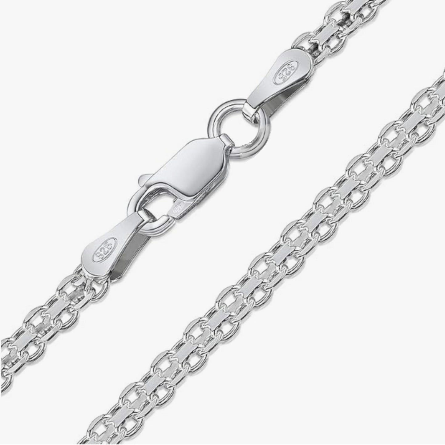 2-fache Bismarck Kette, aus 925 Silber, Anlaufgeschützt, Breite 3,0 mm, Länge 45 cm