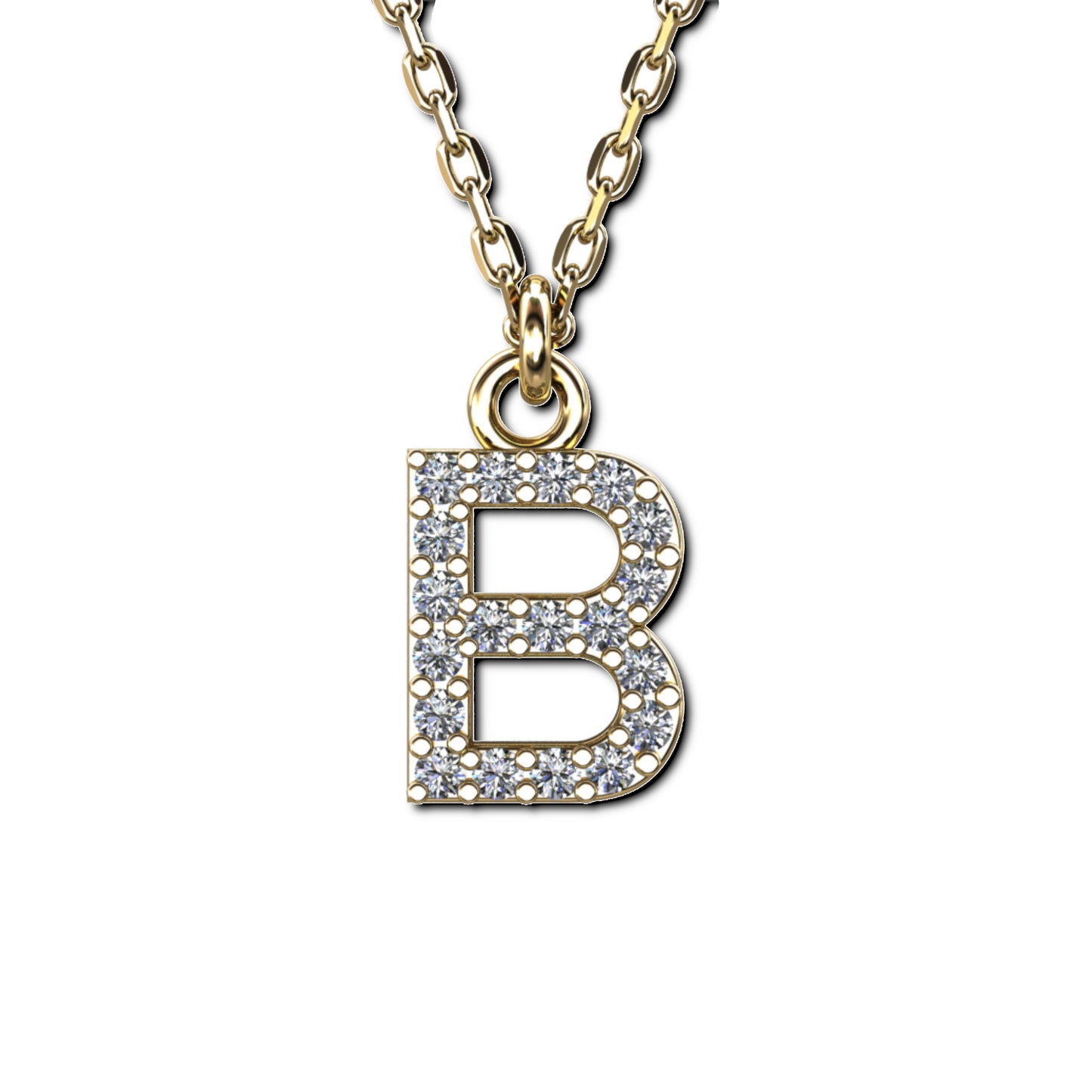 Vergoldete Ankerkette mit Buchstaben-Anhänger "B", aus 925 Silber, Breite ca 1 mm, Länge 40 + 3 cm