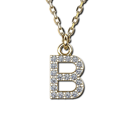 Vergoldete Ankerkette mit Buchstaben-Anhänger "B", aus 925 Silber, Breite ca 1 mm, Länge 40 + 3 cm