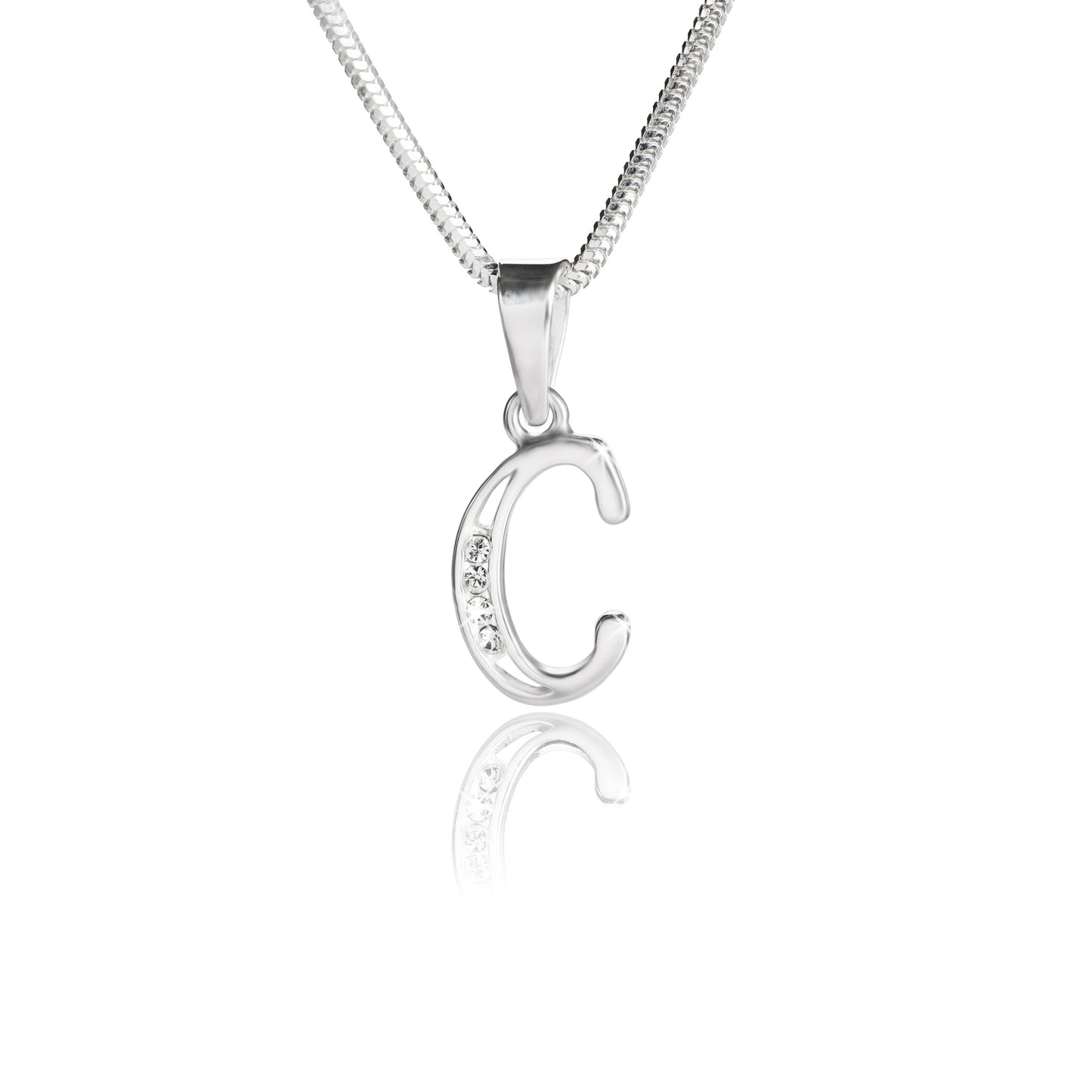 Buchstabenanhänger "C" aus 925 Silber, Anlaufgeschützt, ca. 19 mm x 9 mm (ohne Kette)