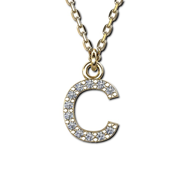 Vergoldete Ankerkette mit Buchstaben-Anhänger "C", aus 925 Silber, Breite ca 1 mm, Länge 40 + 3 cm