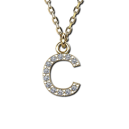 Vergoldete Ankerkette mit Buchstaben-Anhänger "C", aus 925 Silber, Breite ca 1 mm, Länge 40 + 3 cm