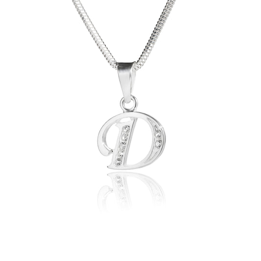 Buchstabenanhänger "D" aus 925 Silber, Anlaufgeschützt, ca. 20 mm x 18 mm (ohne Kette)