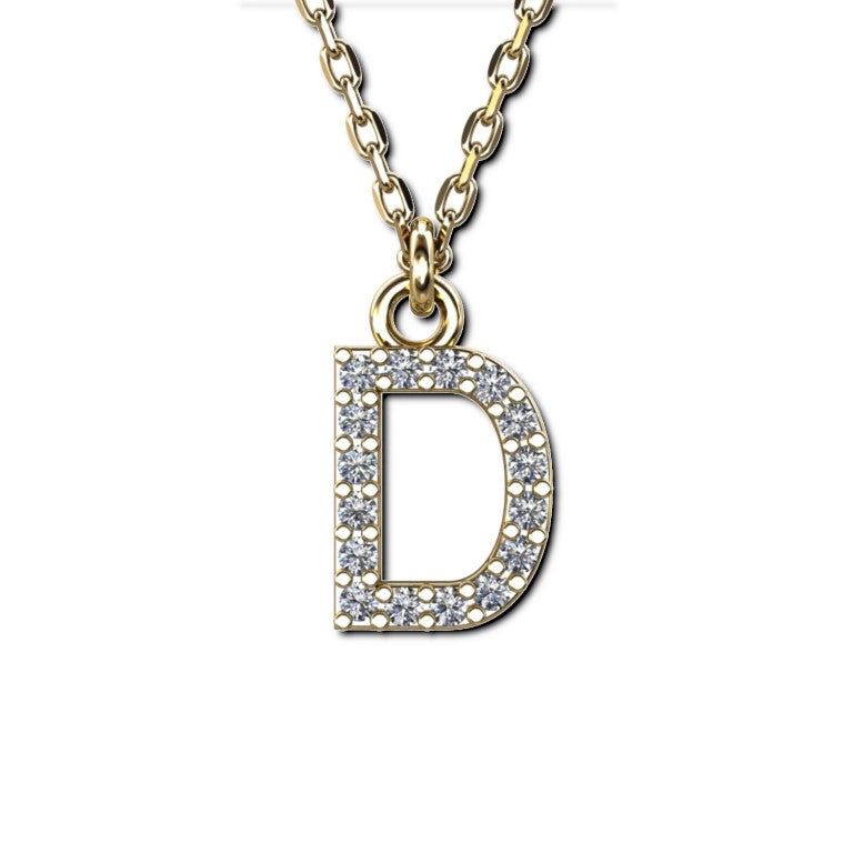 Vergoldete Ankerkette mit Buchstaben-Anhänger "D", aus 925 Silber, Breite ca 1 mm, Länge 40 + 3 cm