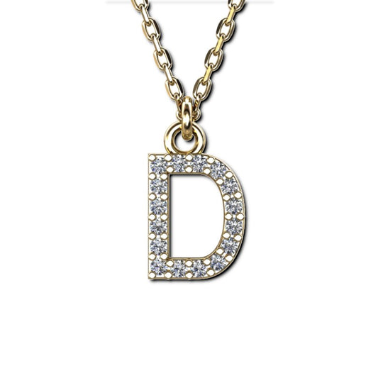 Vergoldete Ankerkette mit Buchstaben-Anhänger "D", aus 925 Silber, Breite ca 1 mm, Länge 40 + 3 cm