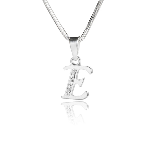 Buchstabenanhänger "E" aus 925 Silber, Anlaufgeschützt, ca. 19 mm x 9 mm (ohne Kette)