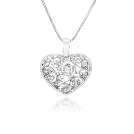 Herzanhänger aus 925 Silber, Anlaufgeschützt, ca. 27 mm x 37 mm (ohne Kette)