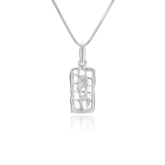 Viereckiger Silberanhänger aus 925 Silber, Anlaufgeschützt, ca. 20 mm x 12 mm,(ohne Kette)