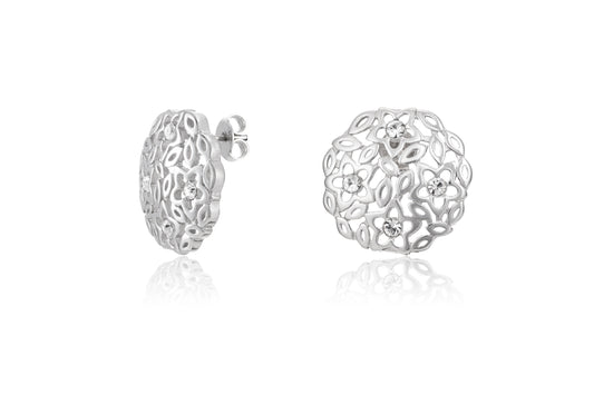 Runde Silberohrringe mit Zirkonia, Stecker, rhodiniert aus 925 Silber, 18 mm, Anlaufgeschützt