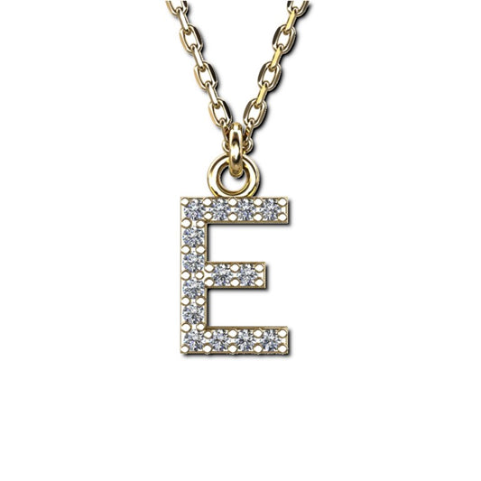 Vergoldete Ankerkette mit Buchstaben-Anhänger "E", aus 925 Silber, Breite ca 1 mm, Länge 40 + 3 cm