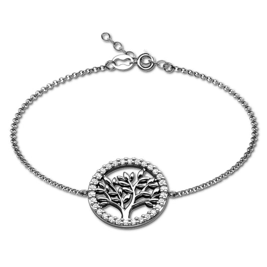 Ein Lebensbaum-Armband aus 925 Silber, Anlaufgeschützt Breite 0,6 mm, Länge 16-19,5 cm