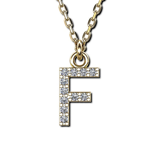 Vergoldete Ankerkette mit Buchstaben-Anhänger "F", aus 925 Silber, Breite ca 1 mm, Länge 40 + 3 cm