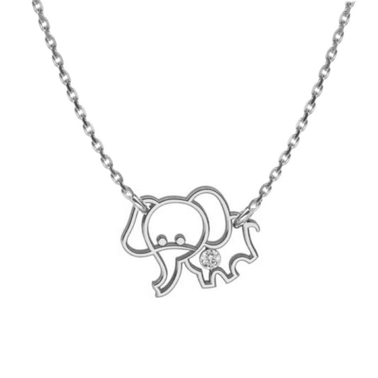 Kinderkette Ankerkette mit einem Elefanten-Anhänger, aus 925 Silber, Anlaufgeschützt, Breite 0,6 mm, Länge 36+3 cm