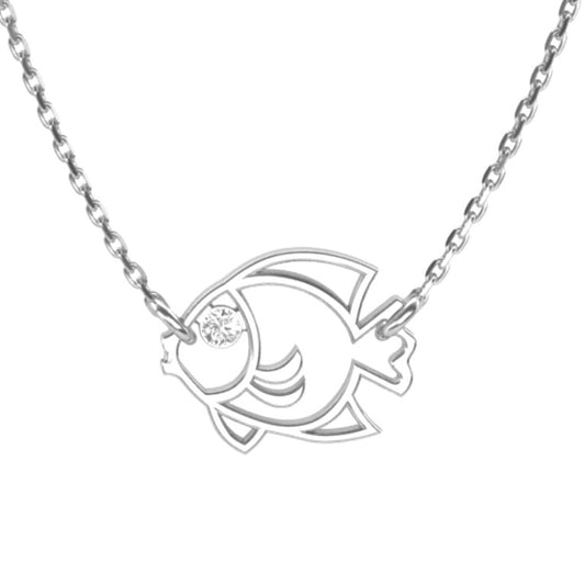 Ankerkette mit einem Fisch-Anhänger, aus 925 Silber, Anlaufgeschützt, Breite 0,6 mm, Länge 36+3 cm