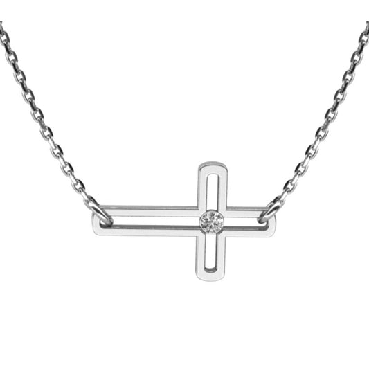 Ankerkette mit einem Kreuz-Anhänger, aus 925 Silber, Anlaufgeschützt, Breite 0,6 mm, Länge 42+3 cm