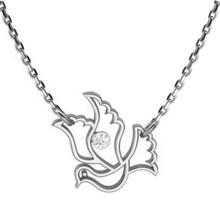 Ankerkette mit einem Tauben-Anhänger, aus 925 Silber, Anlaufgeschützt, Breite 0,6 mm, Länge 36+3 cm