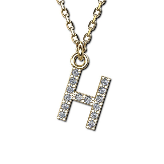 Vergoldete Ankerkette mit Buchstaben-Anhänger "H", aus 925 Silber, Breite ca 1 mm, Länge 40 + 3 cm